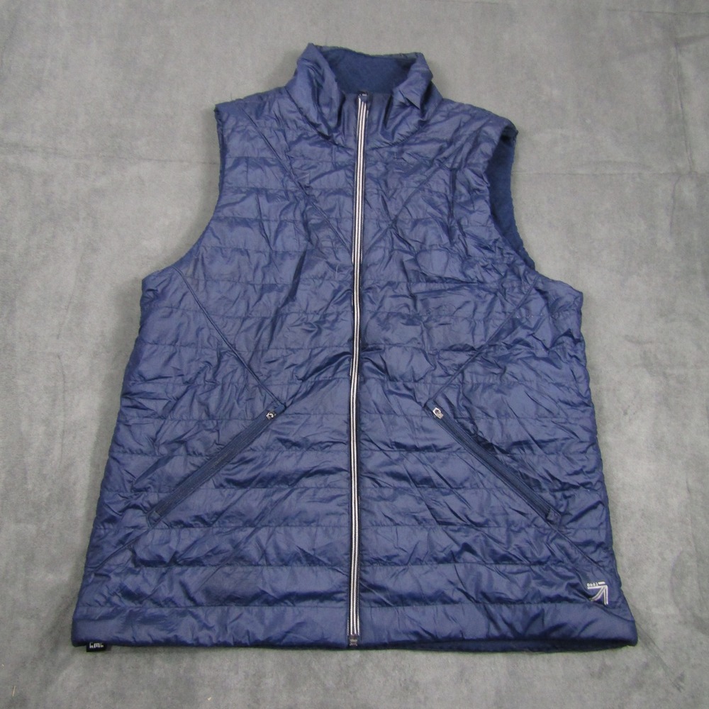 New Balance Puffer Vest Womens Large Navy Blue Quilted Full Zip Sleeveless Vest